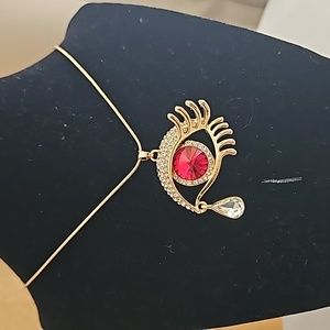 Crystal Tear Drop Evil Eye Statement Necklace